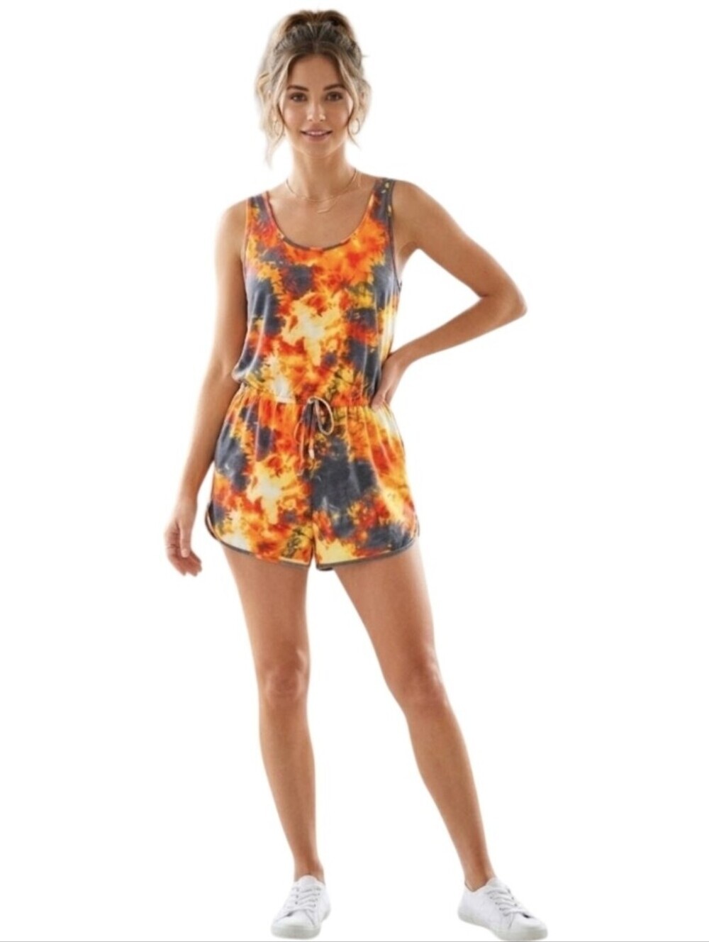 Tie-Dye Tank One-Piece Romper - Razorback